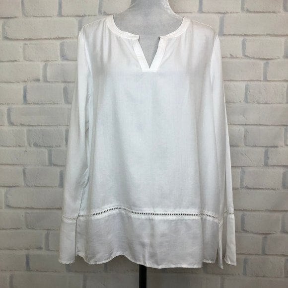NWT Crown & Ivy White Tencel Blouse Size XL - Picture 1 of 9